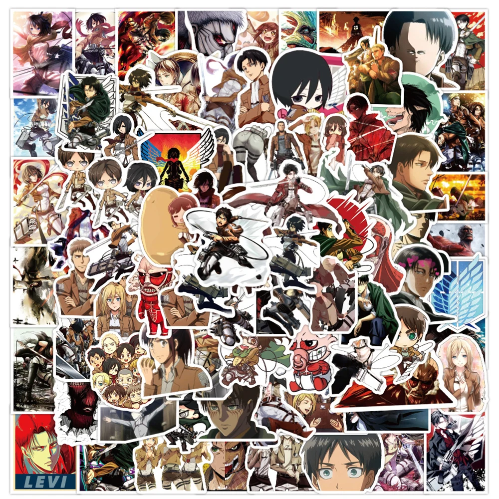 10/30/50/100pcs Cool Anime Attack On Titan Stickers Cartoon Graffiti Decals Decorations DIY Phone Water Bottle Suitcase Sticker