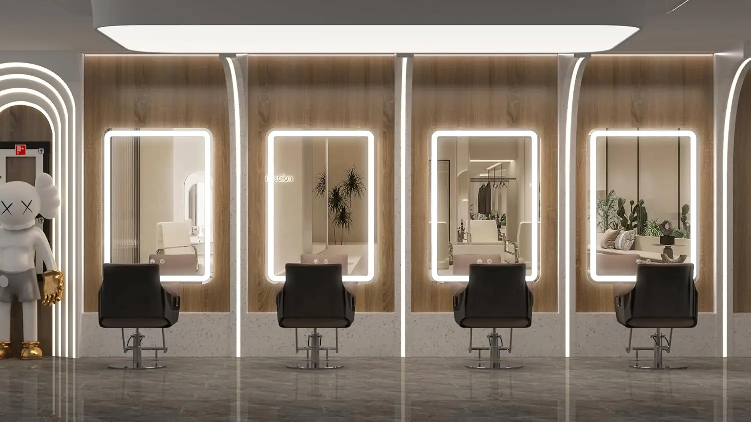 20X28Inch Led Bathroom Mirror Rounded Corner Rectangle Frameless, 3 Colors Lighted & Stepless Dimmable