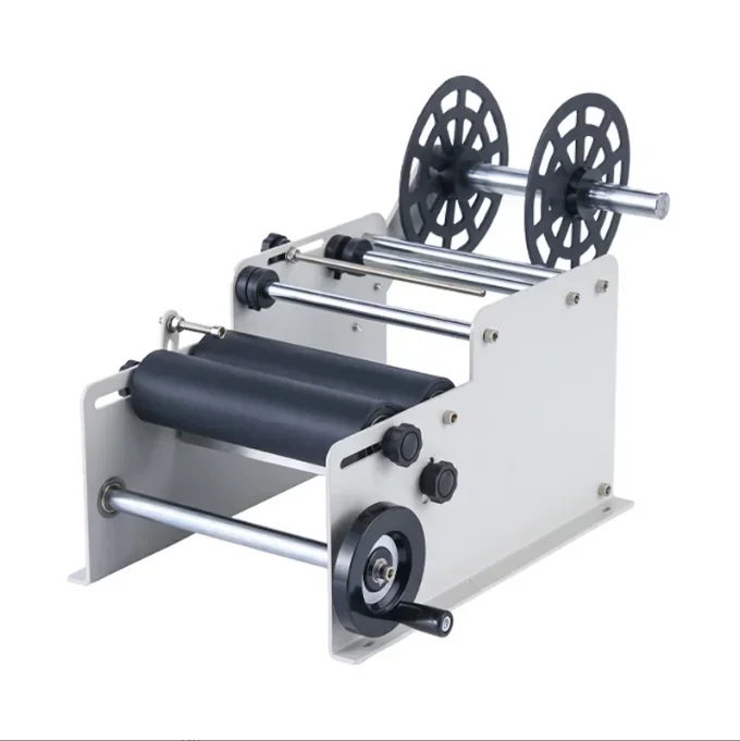 

-for Plastic glass bottle beverage manual round labeling small desktop self-adhesive hand crank semi-automatic labeling machine