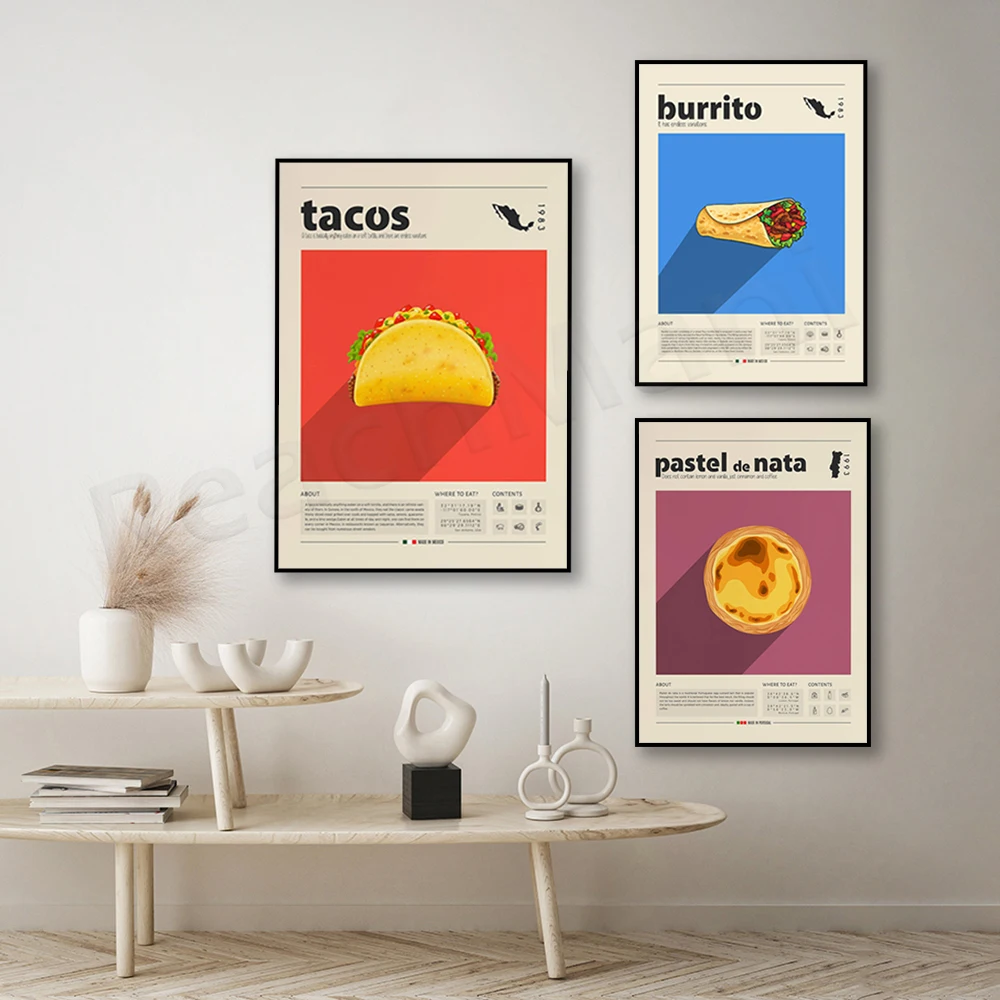 

Mexican Food, Tacos, Pastel De Nata Poster, Tacos, Vintage Food Print, Housewarming Gift, Kitchen Decor, Medieval Poster