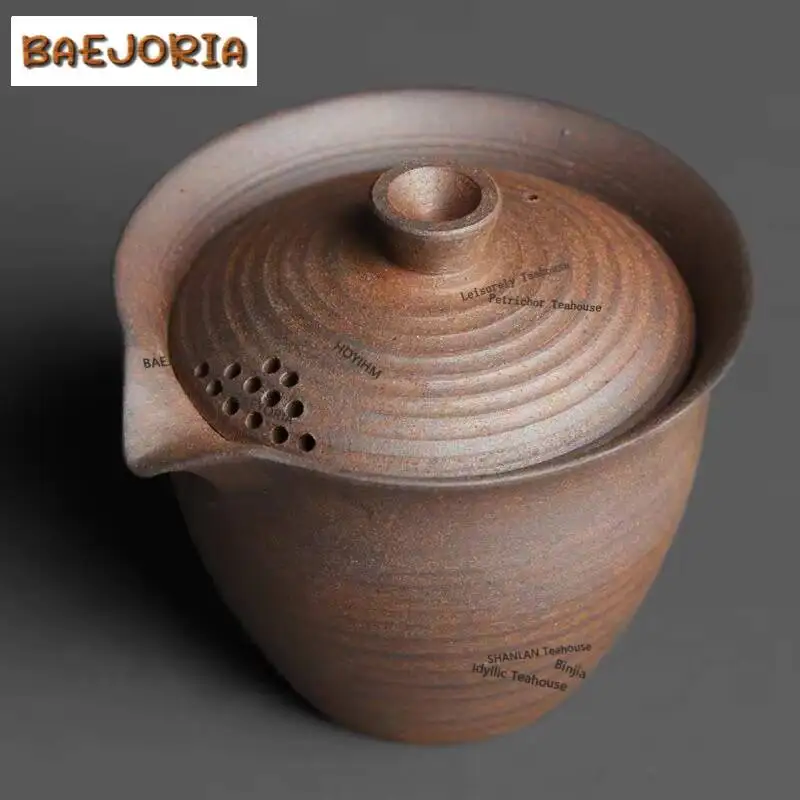 200ml Rock Mineral Coarse Pottery Hand Grab Teapot Boutique Tea Infuser Pot Tea Brewing Kettle With Ball Hole Teaset Craft