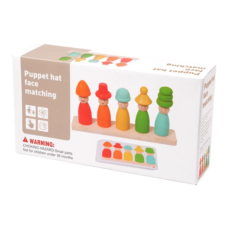 /brinquedos de classificação de cores montessoris brinquedos de aprendizagem precoce de madeira habilidades motoras finas chapéu de fantoche rosto jogo criativo empilhamento brinquedos para criança
