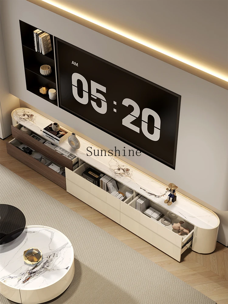Floor-to-ceiling ultra-narrow living room storage locker integrated light luxury high-end sense