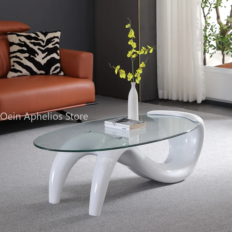 Tempered Glass Oval Coffee Table Minimalist Fashion Living Room Tea Coffee Tables Desk Mesa Muebles Luxury Furniture HY50CT