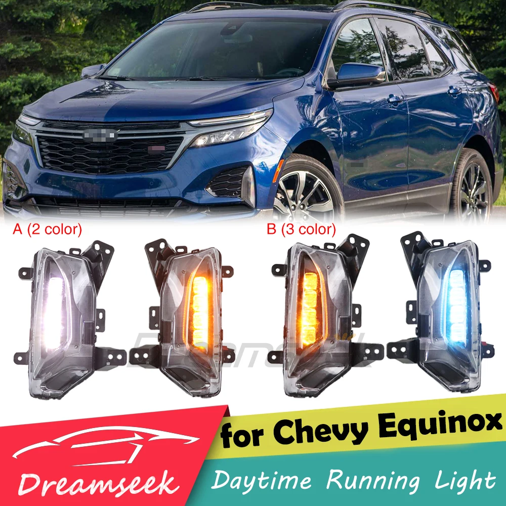 LED DRL Daytime Running Light for Chevrolet Chevy Equinox Facelift Model 2022 2023 2024 Fog Lamp with Sequential Turn Indicator