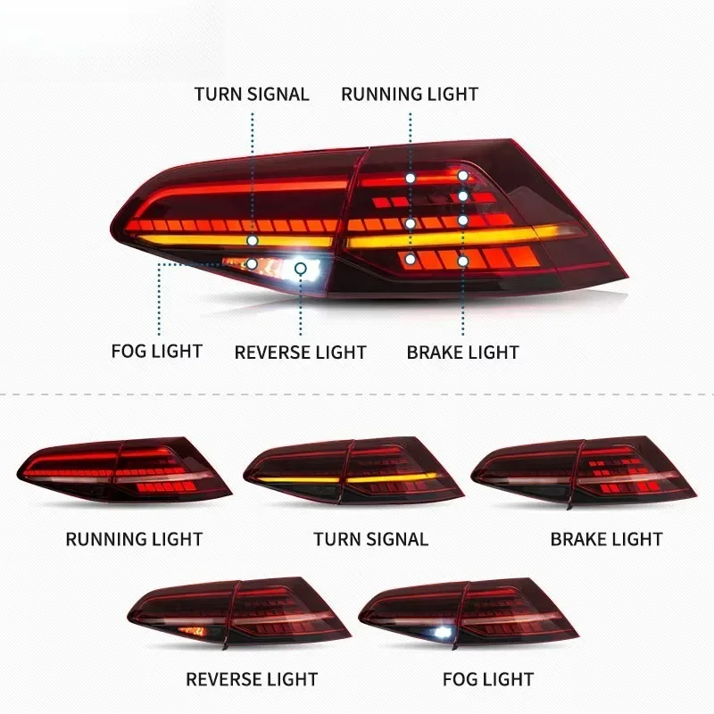 Factory LED Taillights Wholesales Rear Lamp 2013-UP Sequential Turn Signal Car Tail Light for VW MK7 Golf 7 Golf Mk7 7.5