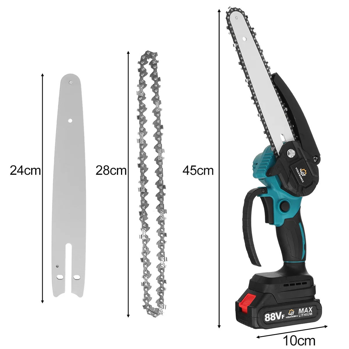 Kamolee Brushless Electric Chain Saw 5.0Ah 8 Inch Mini Chainsaw Wood Cutter Pruning Garden Power Tool For Makita 18V Battery