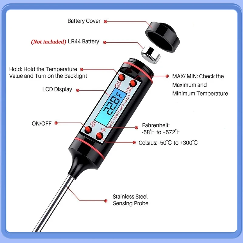 Youpin-termómetro Digital con Sensor de temperatura para cocina, medidor de temperatura de alimentos para barbacoa, crema de carne, líquido, herramienta de termopar para horno