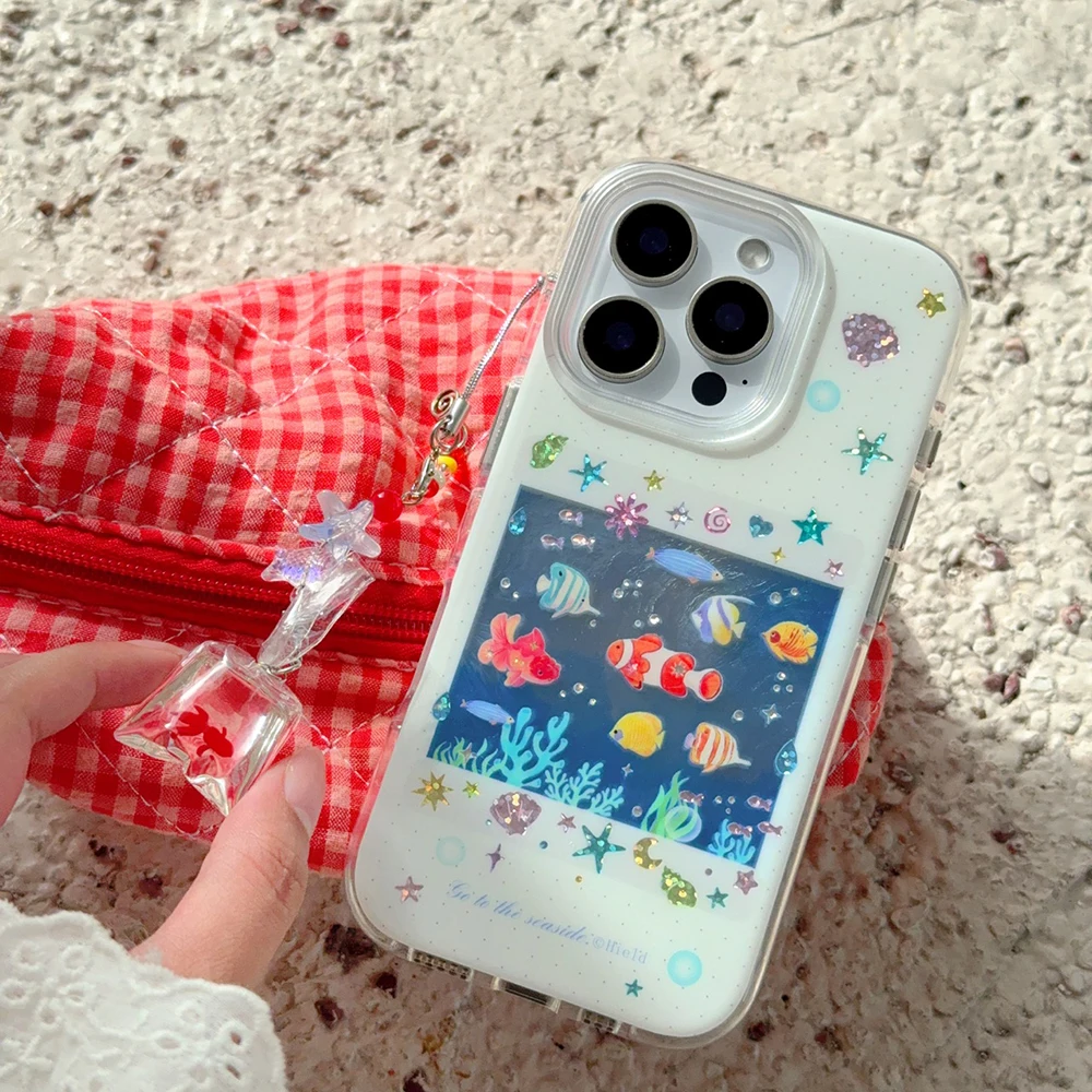 Niedliche koreanische blaue Ozean-rote Karpfenfisch-Handyhülle für iPhone 14 15 16 17 Pro Max 13 15pro, weiche, stoßfeste Abdeckung für iPhone 16 Hülle – Detail 13