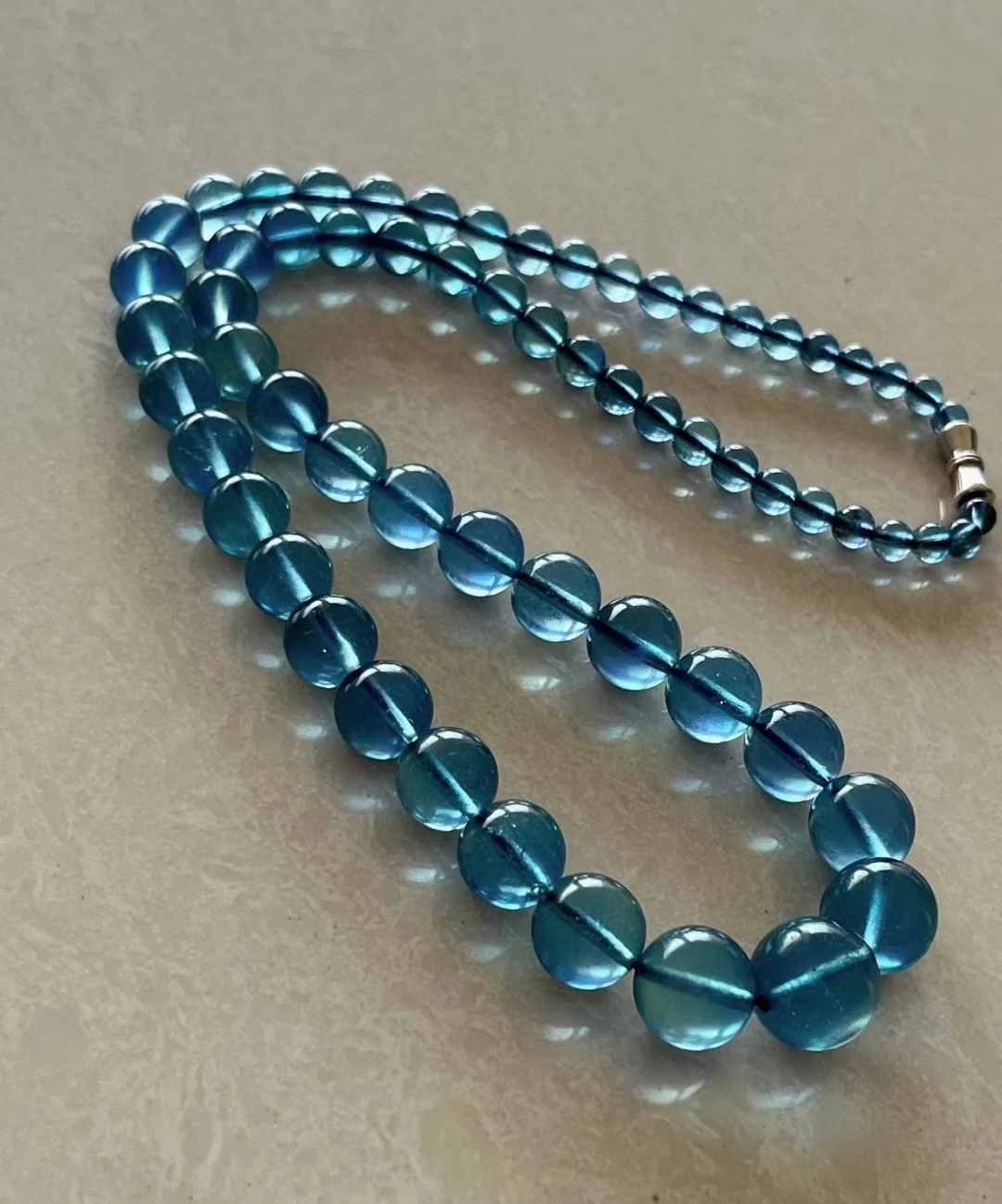 

Natural Blue Aquamarine Clear Round Beads Pendant Woman Necklace 12.5-4.4mm Aquamarine Crystal Woman Healing AAAAAA