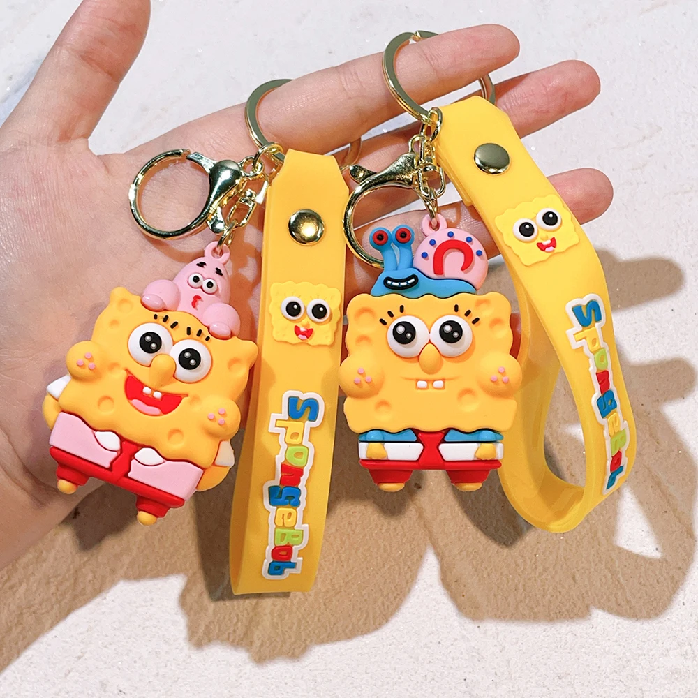 Wicked Spongebob Squarepants Cute Anime Keychain Doll Patrick Star Car Key Ring Backpack Pendants Accessories Gifts For Kids