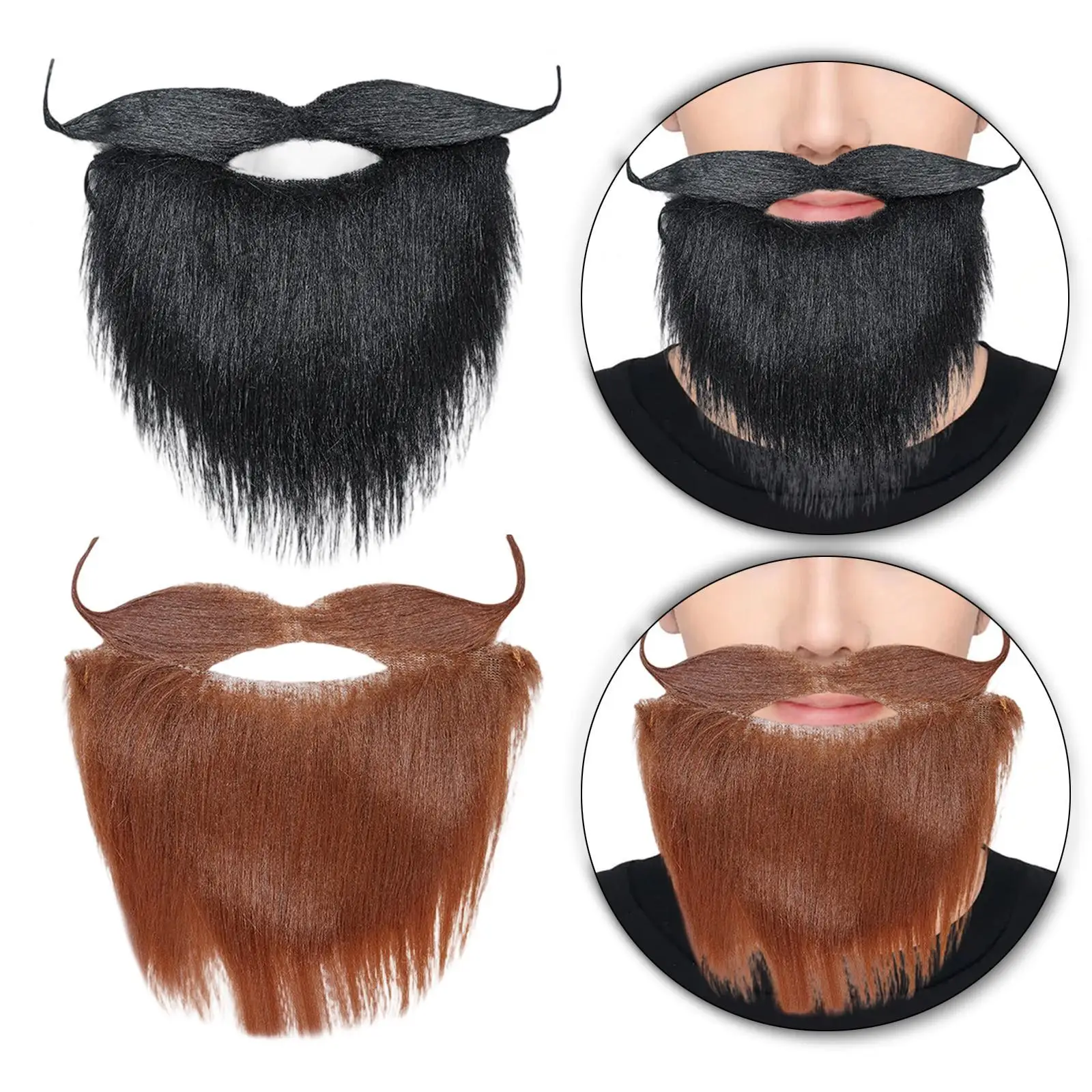 Fake Beard Simulation Makeup Party Supplies Costume Accessories Facial Hair for Holiday for Adults Cosplay Masquerade Props
