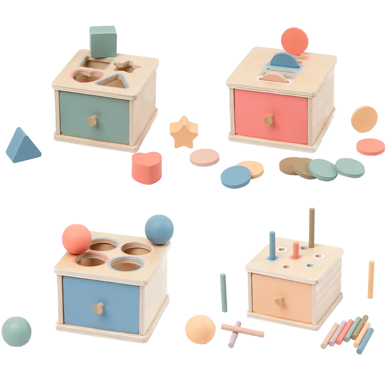 木製色形状分類おもちゃ引き出しボックスビジーボードマッチングゲーム微細運動感覚おもちゃモンテッソーリ学習ベビーギフト用