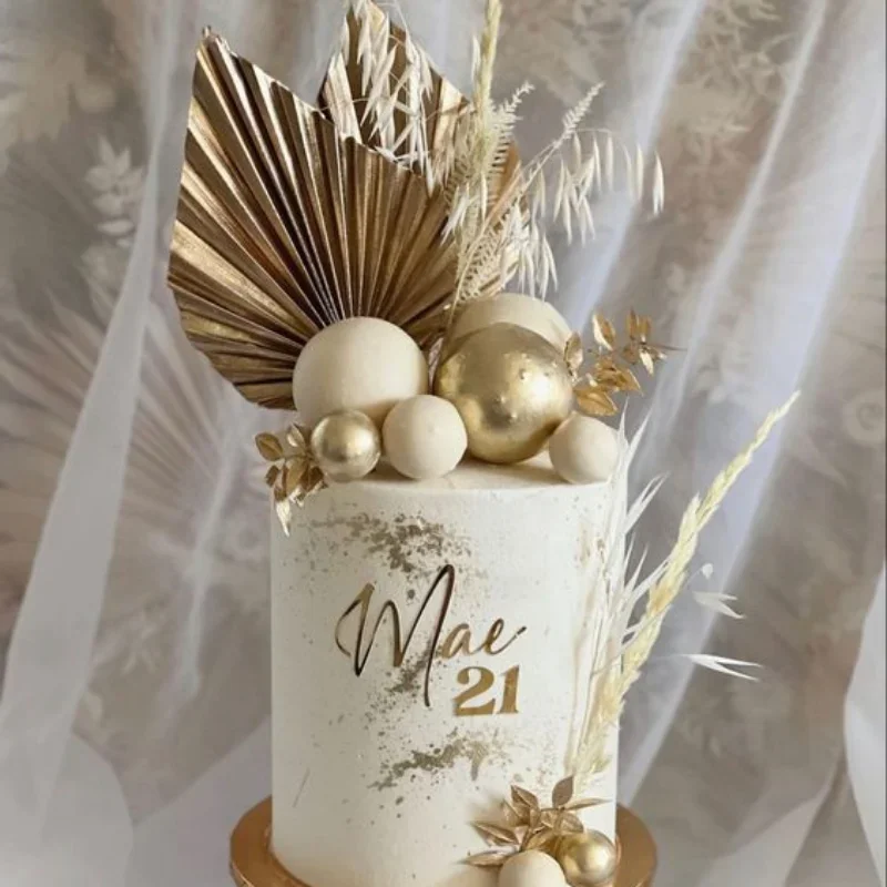 

Paper Folding Fan Cake topper Gold Leaf Birthday Party Cake Toppers Wedding dessert baking cake Decoration Supplies Baby shower