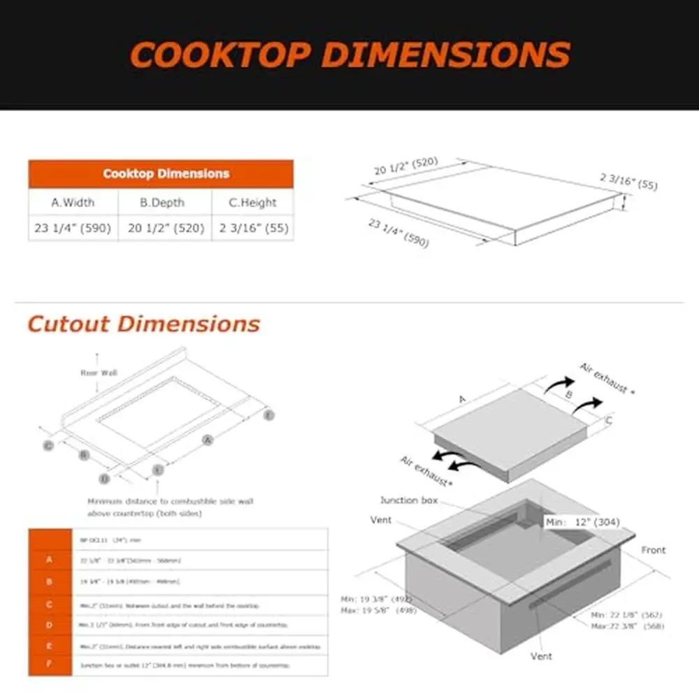 Electric Induction Cooktop 24 Inch 4 Burners Glass Top Bridge-SYNC Timer Safety Lock Child Lock