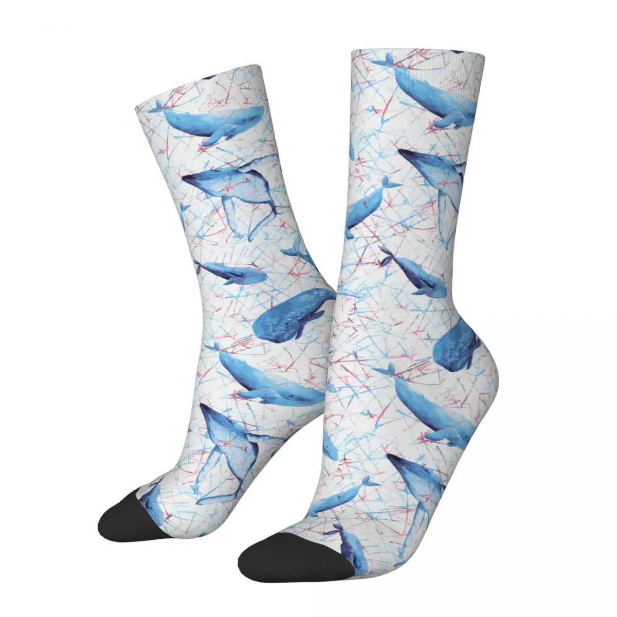 Crazy Design Whale Shark Vintage Underwater World Ocean Sea Sports Socks Polyester Long Socks for Unisex