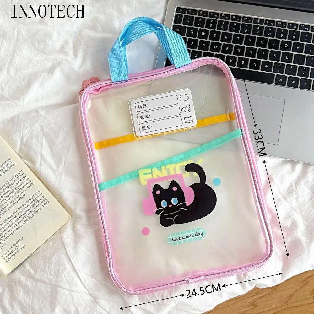 

Multifunctional Cartoon File Bag Rabbit Transparent Test Paper Storage Bag Solid Color Bear File Folder Bag