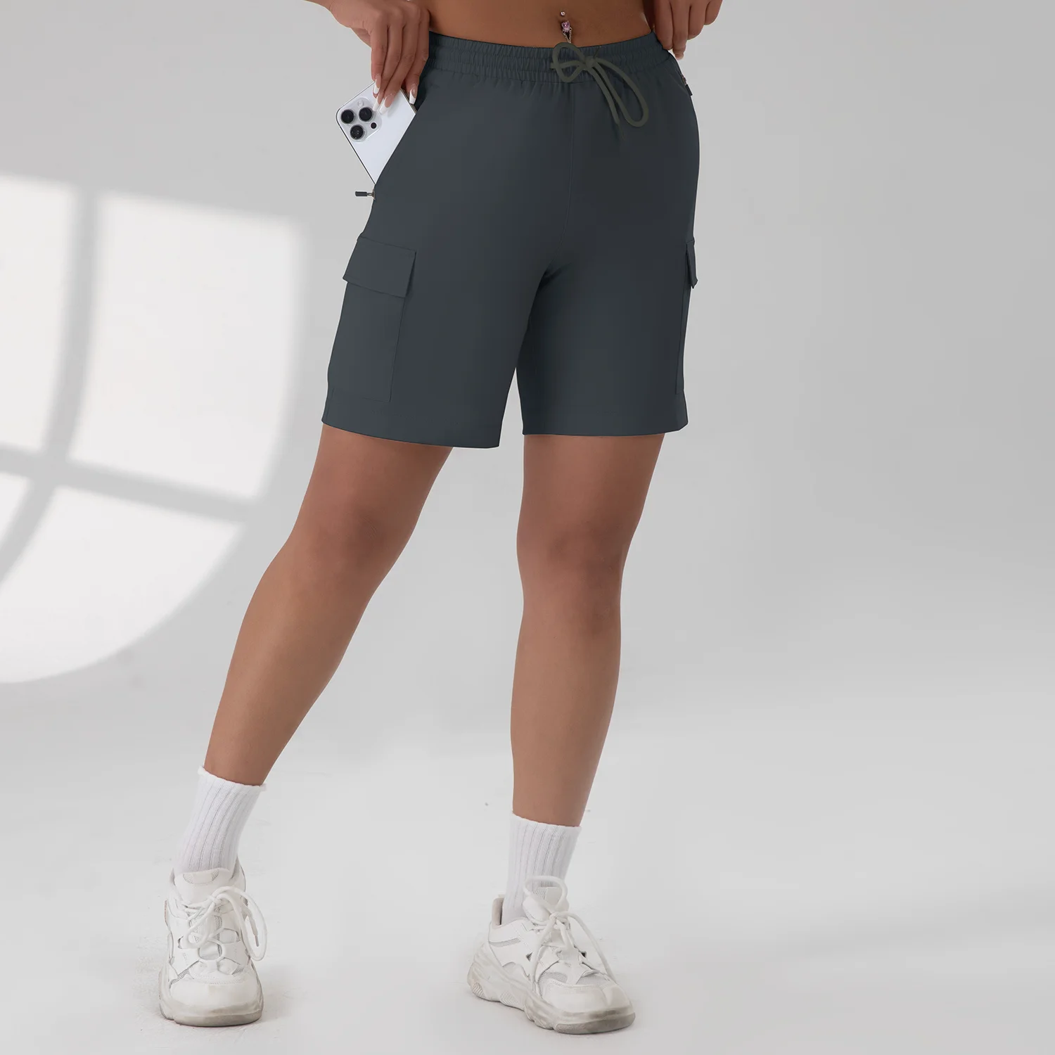 Pantaloncini cargo da trekking da donna 1/2/3 pezzi con tasche con cerniera Pantaloncini in tessuto estivo da golf e atletico all'aperto