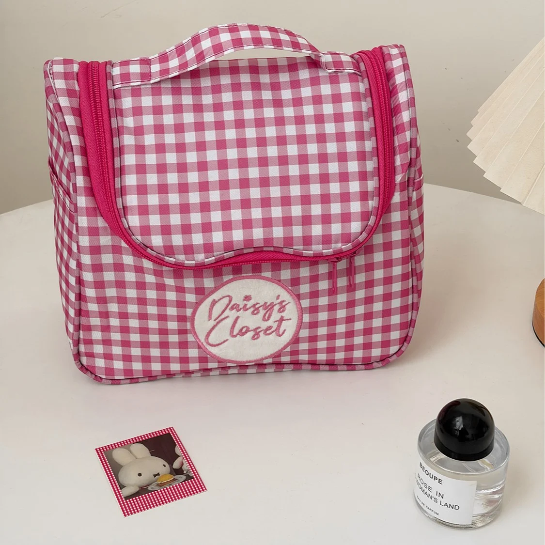 YT's new high-appearance storage bag, plaid makeup bag, large-capacity hand-held storage bag