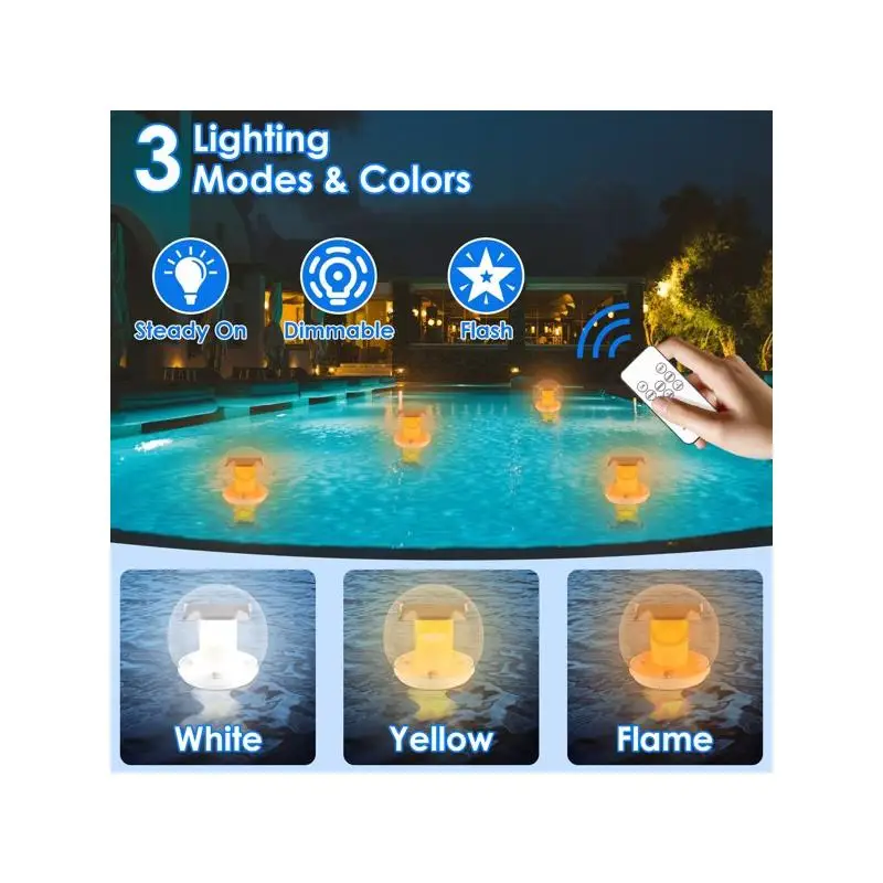 

2Pcs Solar Floating Pool Lights, Waterproof Solar Flame Stake Lights, 3 Color Modes for Outdoor Garden Patio Pathway