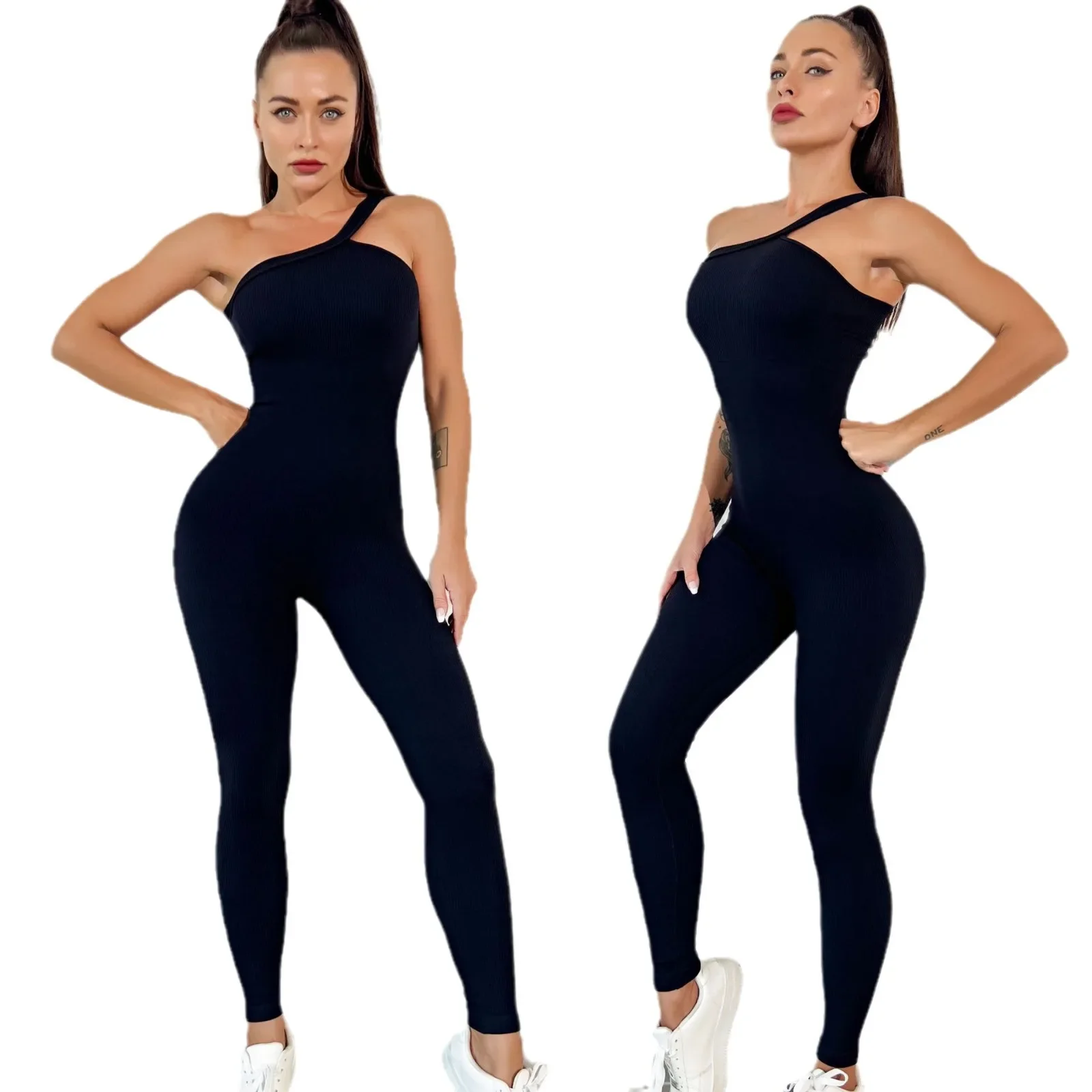 Ribbed Fitness Jumpsuit Woman Fitness Overalls One Piece Active Wear Workout Set Gym Clothes Bodysuit Sportawear Yoga Rompers