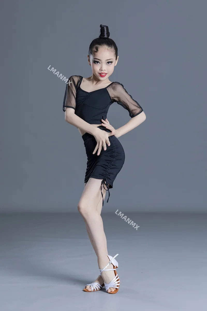 

Усовершенствованная юбка для латинских танцев, летний сезон, новый продукт для девочек и детей, платье для соревнований по профессиональной тренировке