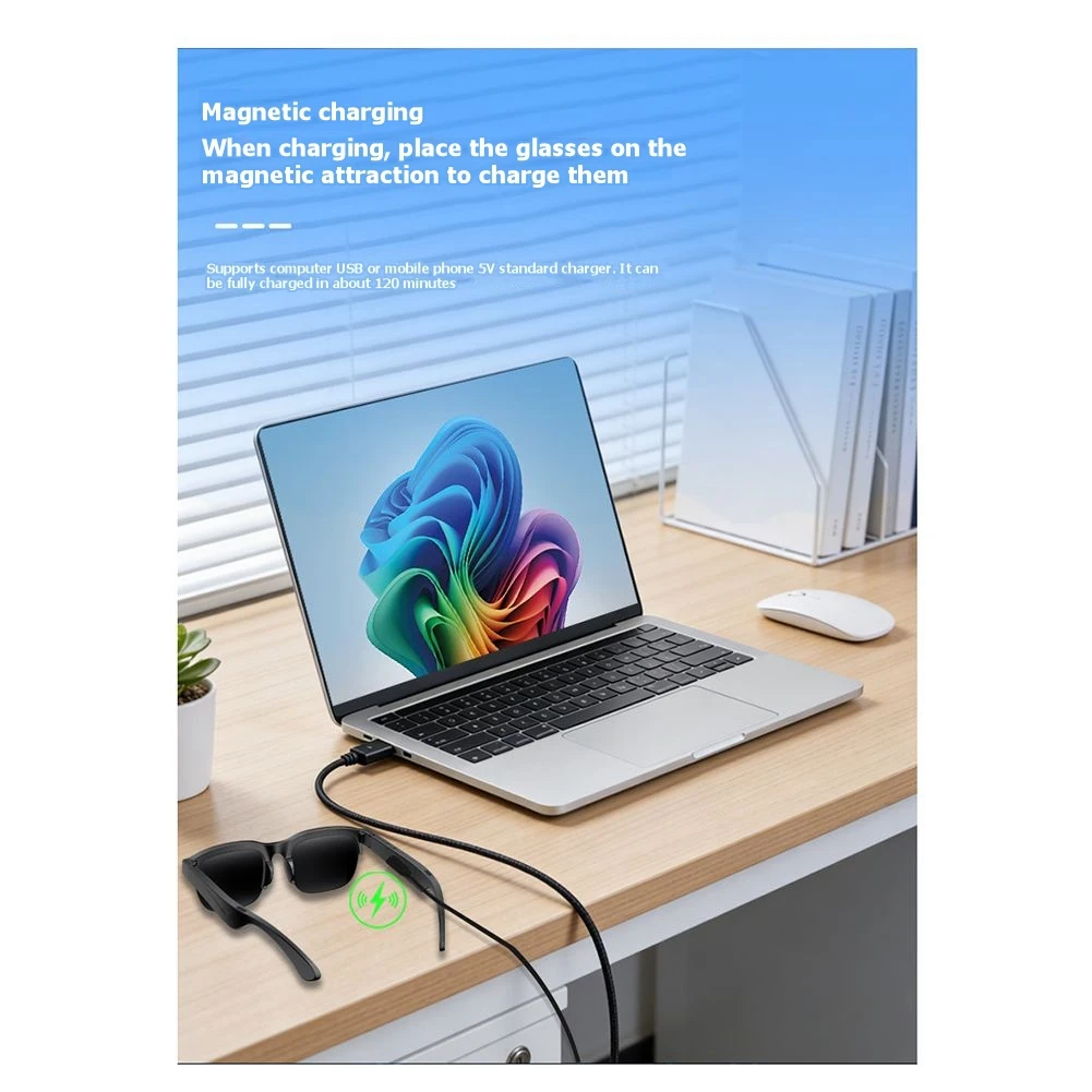 

BNVN-AI Smart Glasses Bluetooth, AI Translation, Photo Recognition, HIFI Music Dual Speakers For Men Women Sunglass