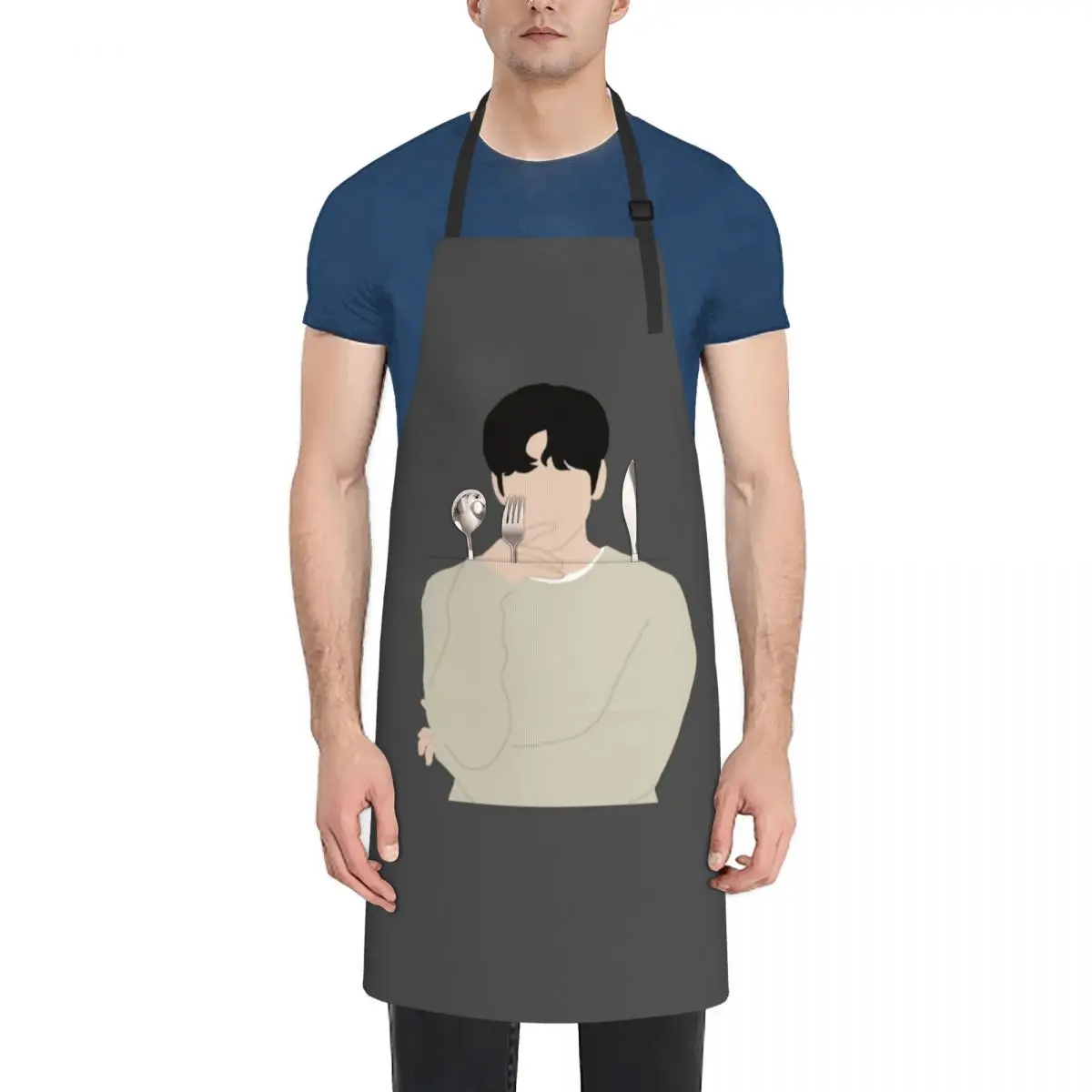 Ji Chang Wook faceless painting Apron Dress Kitchen Household Items Women's Ladies Apron