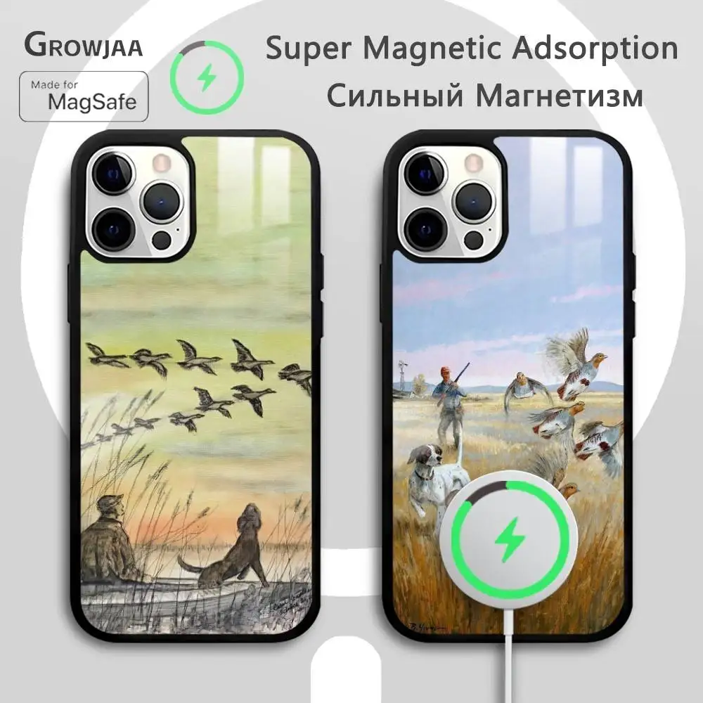 

Hunter Dog Hunting Retro Phone Case For IPhone 17 16 15 14 13 12 11 Pro Max Plus Mini Magsafe Mirror Wireless Magnetic Funda