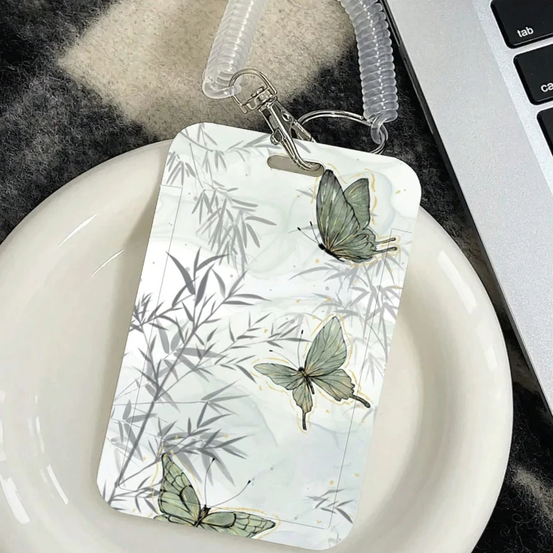 Bamboo Butterfly Pattern Card Holder Suitable for Bus Card Meal Card Protection Case Student ID Cover Kpop Photocard Holder