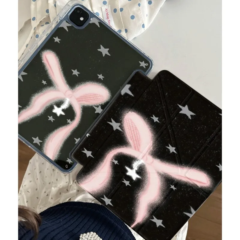 Trendy Spray Pink Bow Star Tablet Case For Samsung Tab S7+ S8+ S9+ S10+ 12.4inch S10FE Plus 13.1inch S7FE S9FE S10FE Cover