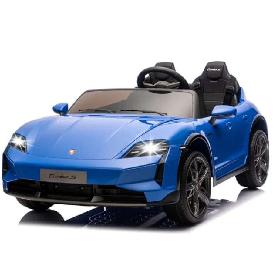 

2 Seater Ride on Toy for Big:24V 7AH Licensed Porsche Taycan Turbo S Electric Vehicle Toy in Blue with Remote Control, USB/MP3