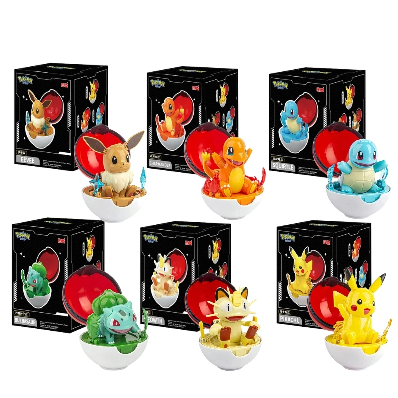 

6 Styles Genuine Pokemon Pikachu Deformable Pokeball Dolls Toys Pocket Monster Charmander Anime Figure Model Doll Kid Gifts