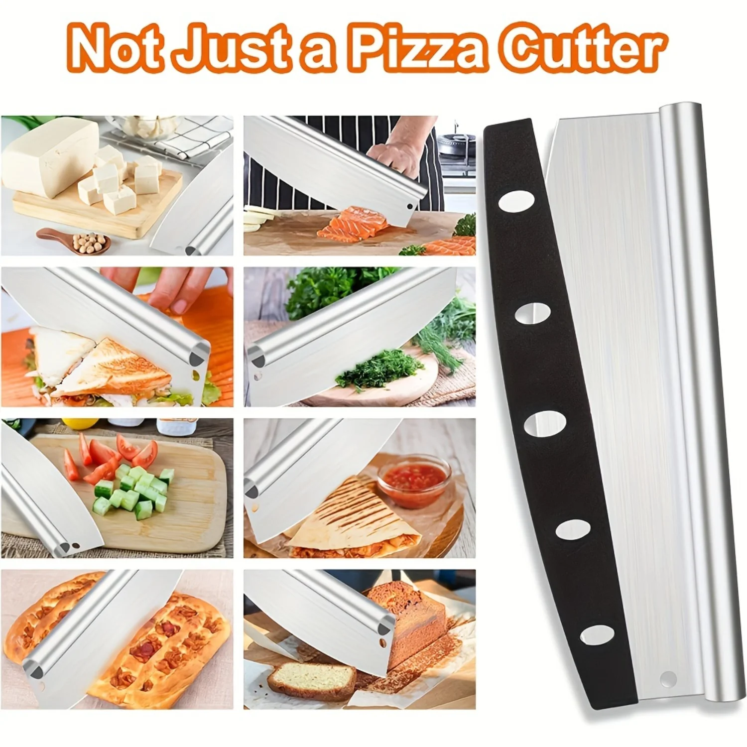 1, pizza knife joystick with protective cover, stainless steel pizza slicer, pizza knife, kitchen small tool, kitchen accessory,