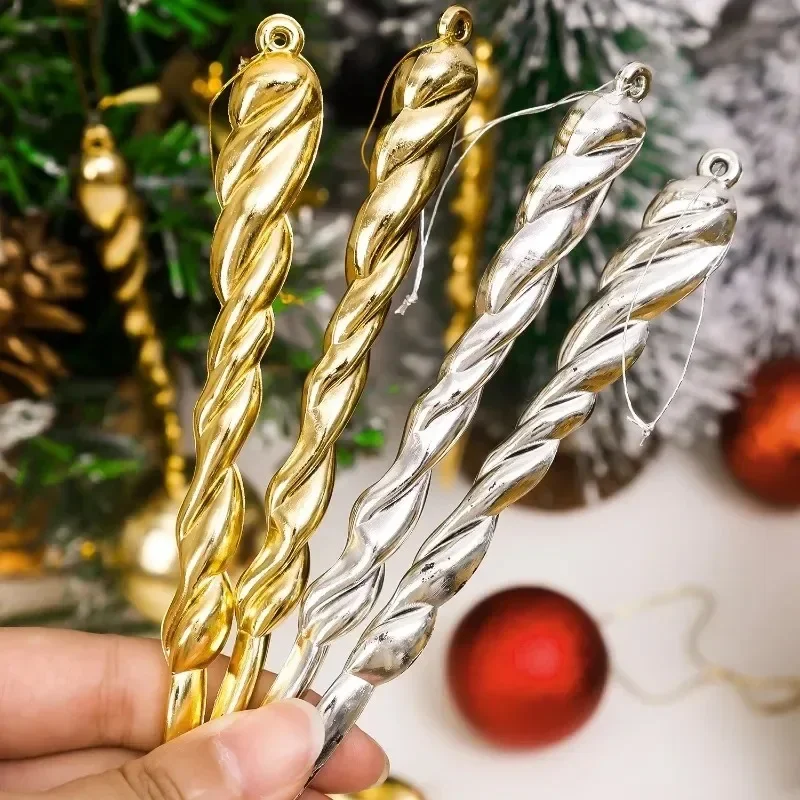 24/12 قطعة شجرة عيد الميلاد معلقة جليد عيد الميلاد محاكاة الذهب الفضة جليد زخرفة DIY بها بنفسك عيد الميلاد السنة الجديدة زينة لحفلات المنازل