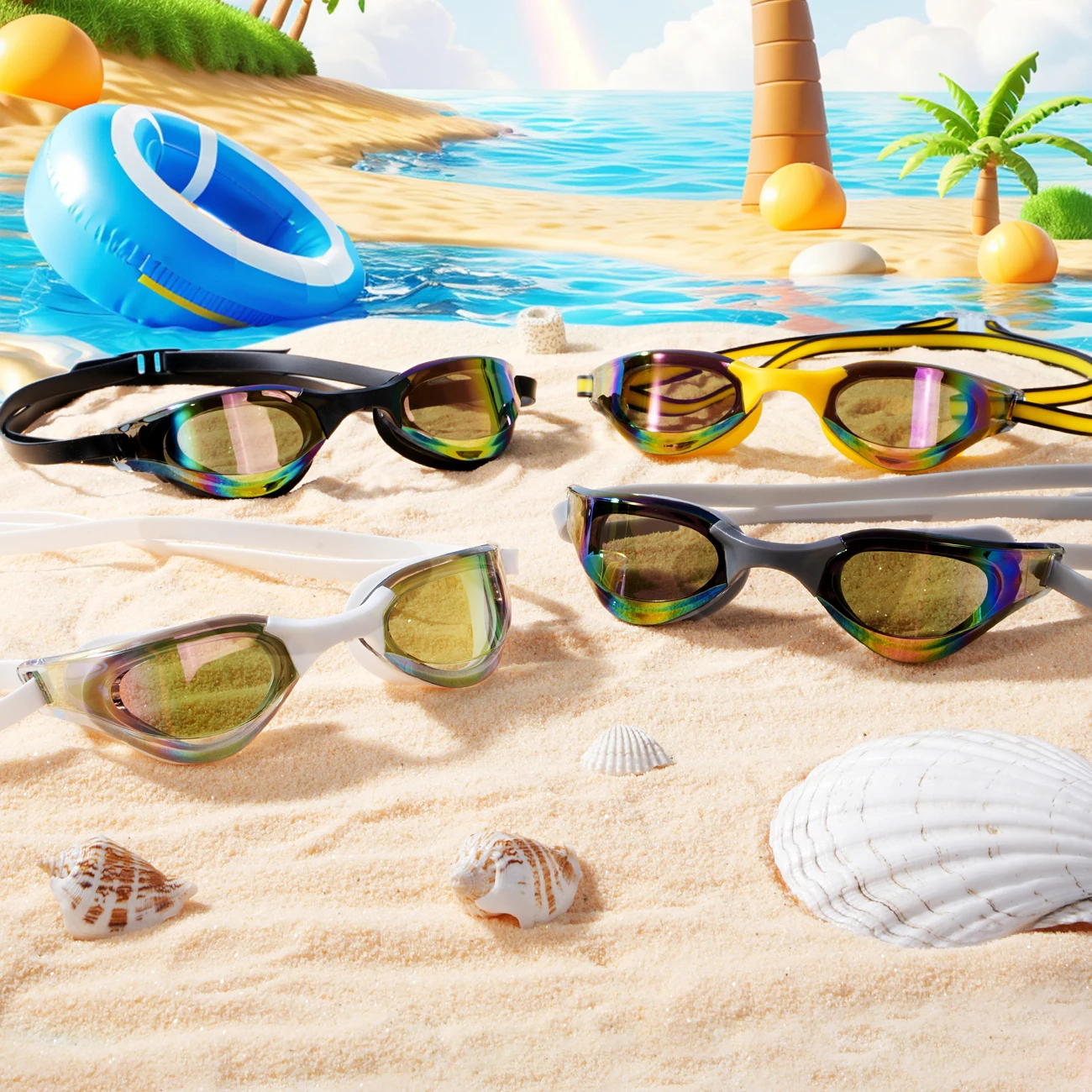 

1 шт. высококачественные очки для плавания для взрослых: противотуманные линзы, регулируемая посадка, удобные и прочные