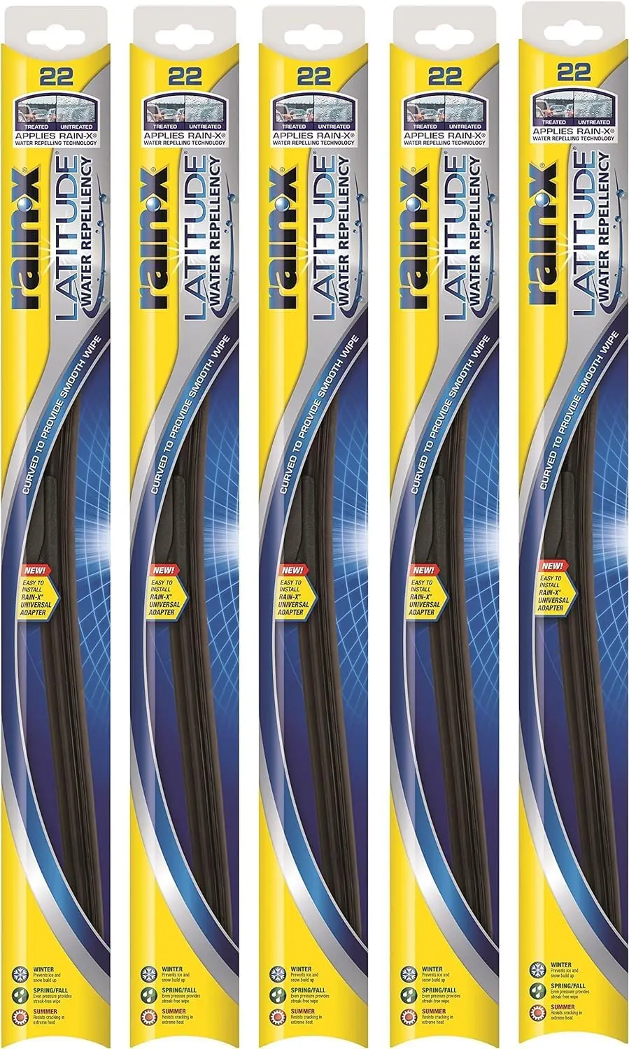 

5-Pack 22" Water Repellent Wiper Blades with Easy Installation for All-Weather Performance