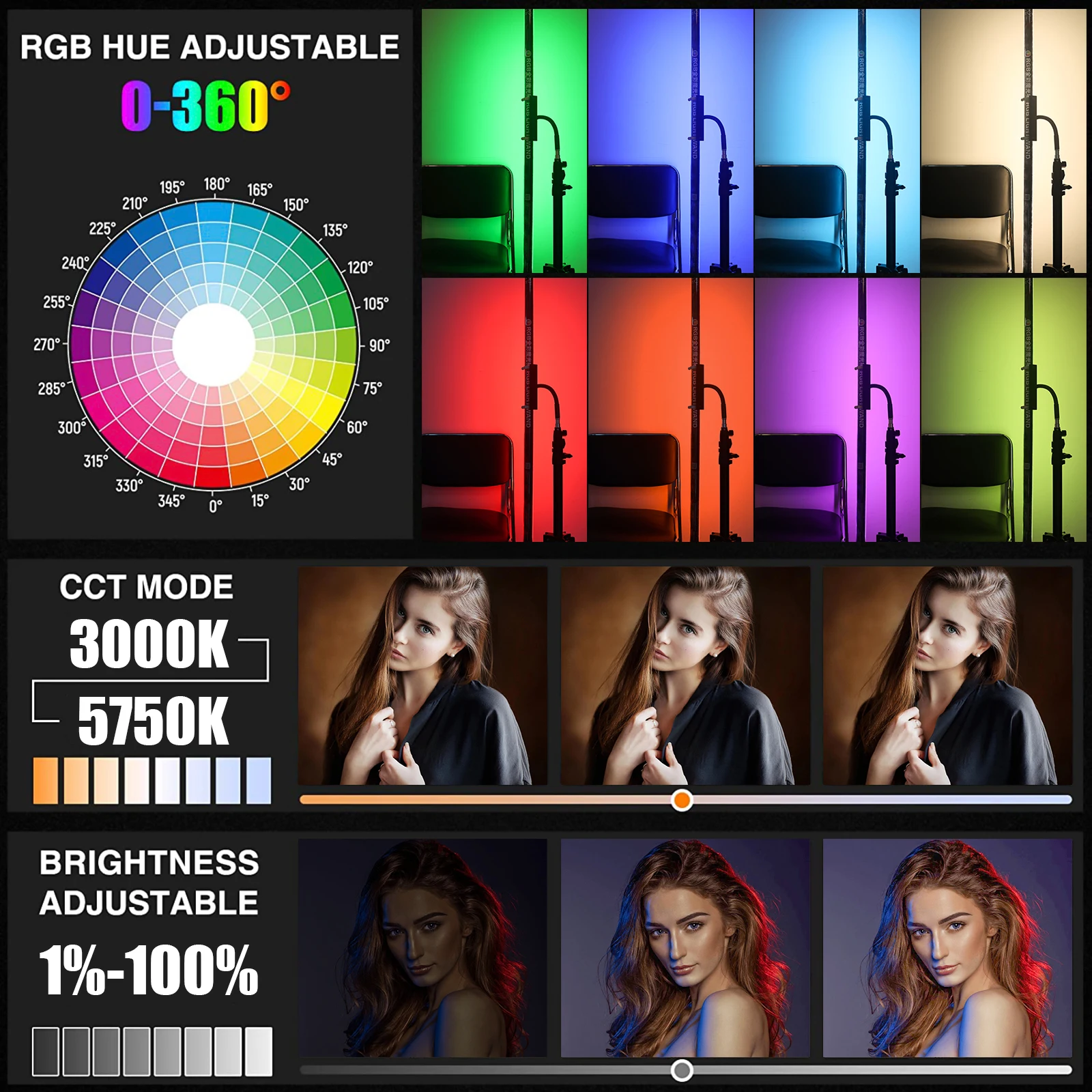 Imagem -04 - Luxceo-luz de Vídeo Led Impermeável para Tubo Rgb Controle App Fotografia Filme Filmagem mv Wand Ip68 P120 18w 1350lumens 4ft