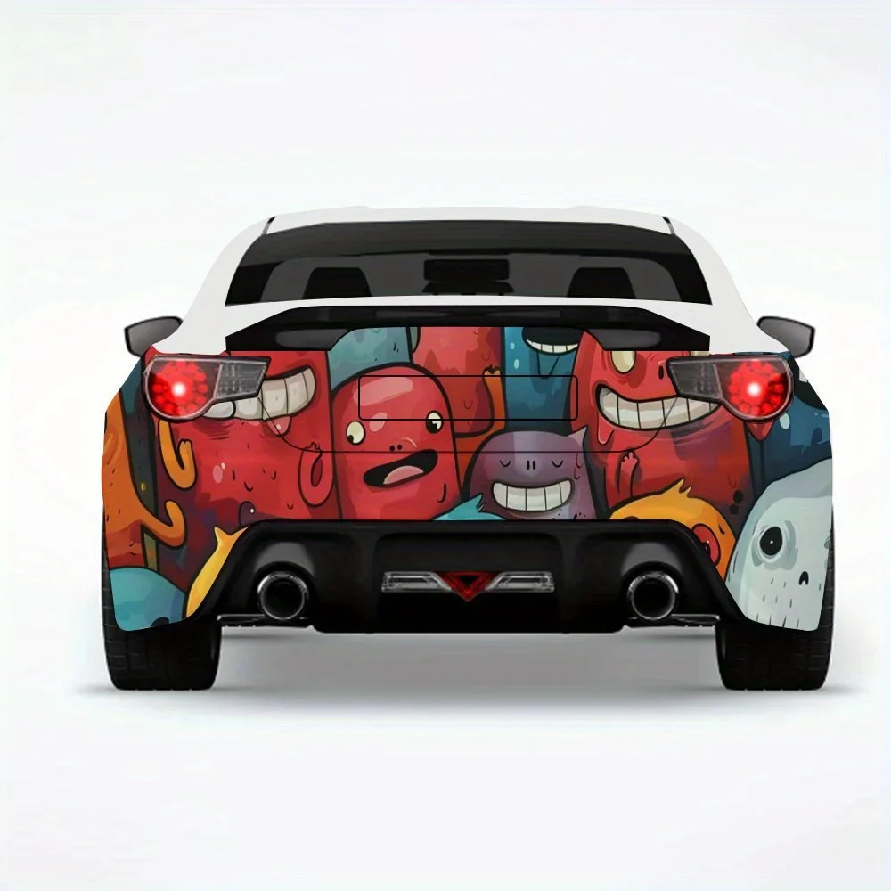 

Автомобильная наклейка Cute Monsters Group, виниловая наклейка на заднюю часть автомобиля, водонепроницаемые самоклеящиеся виниловые наклейки для хвоста и бампера автомобиля, D