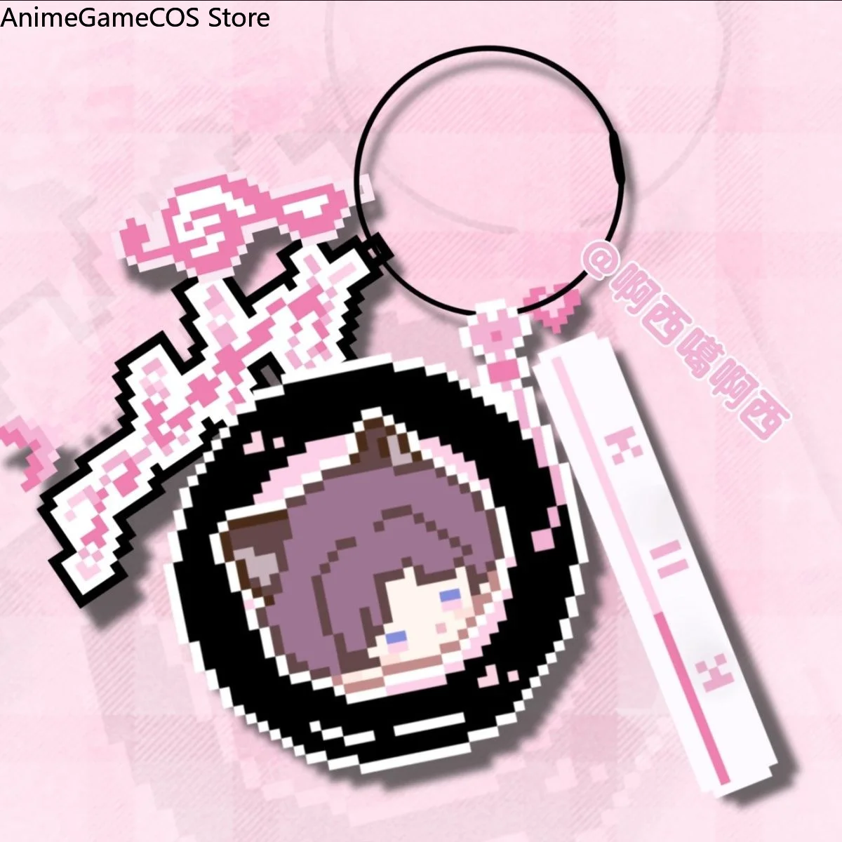 Anime Love and Deepspace Sylus Rafayel Xavier Zayne Caleb Kawaii Pixel Style Keychain Charm Pendant Decor Birthday Gift Cosplay