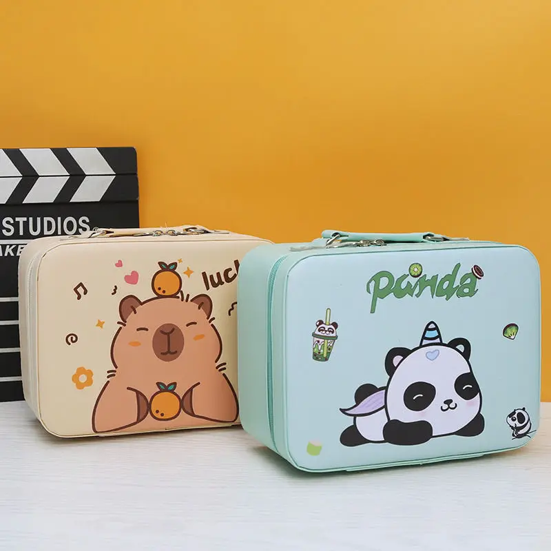 Kawaii Capibara Makeup Bag Large Capacity Wholesale Anime Capybara Waterproof Storage Handbag Travel Storage Box