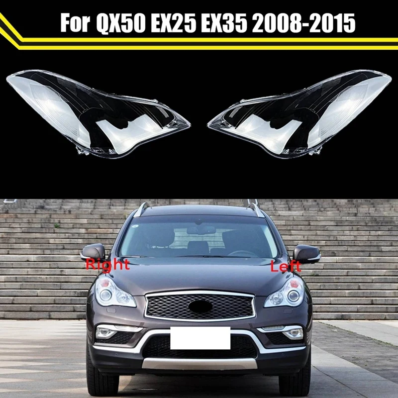 Tampa do farol do carro para Infiniti QX50, lâmpada Shell Mask, Lente Abajur, Vidro, Head Light Cover, EX25, EX35 2008-2015