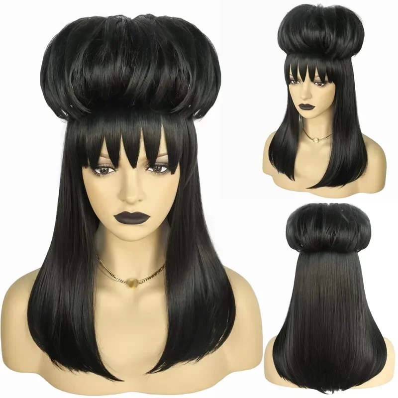 Lydia Cosplay Costume com Peruca para Mulheres, Vestido de Noiva, Halloween Party Costume, Rode Play, Peruca Preta, Menina, Presente