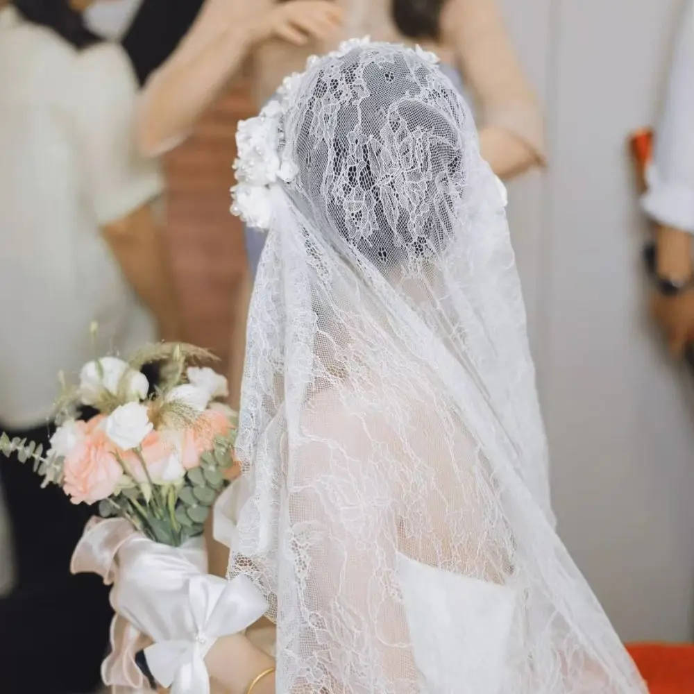 

Новое поступление, черно-белая кружевная вуаль в испанском стиле, латинская месса, мантилья для невесты, свадебный элегантный головной убор, головной убор