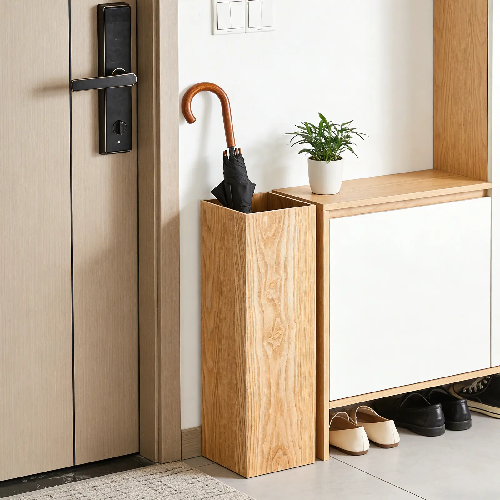 

Large Capacity Wooden Umbrella Storage Stand for Hallway Hotel Entrance Decorative Rain Umbrella Shelf Home Office Use