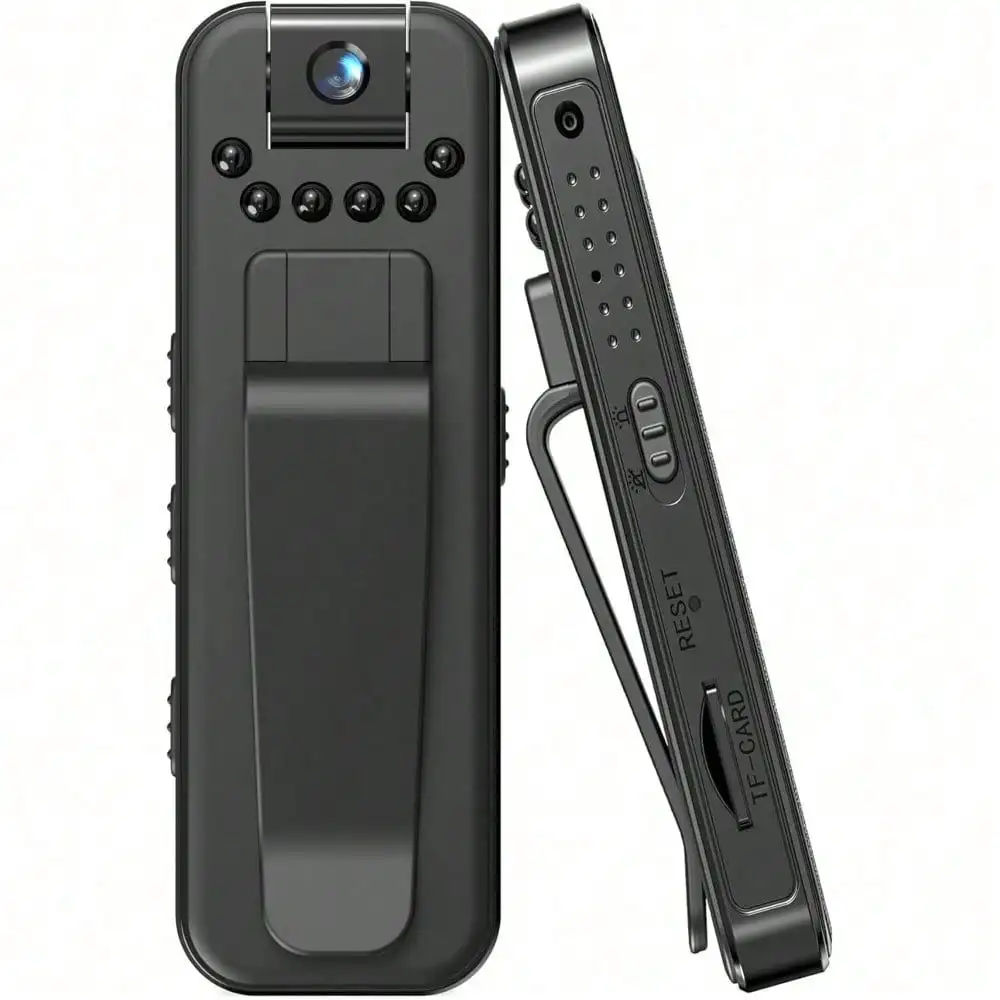L7 Mini Wearable Body Camera, 1080P HD Recording with IR Night Vision, Built-in 1000mAh Battery for 8 Hours Continuous Recording, Portable Clip-On Camcorder for Work Security, Outdoor Sports, Home & Pet Monitoring
