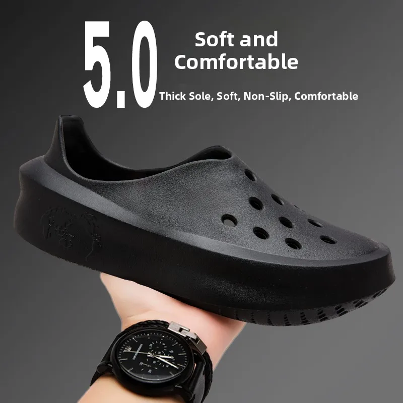 

Men's Summer Outdoor Fishing Beach Sports Sandals Full Coverage Slip-On Breathable Thick Bottom mid Heel EVA Material Sandals