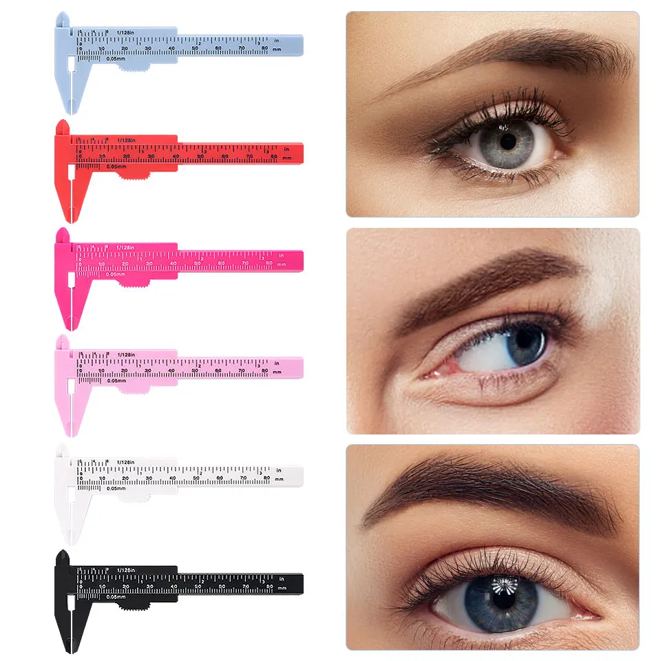 Portable 80MM Plastic Eyebrow Measuring Vernier Caliper Tattoo Caliper Ruler Plastic Permanent Makeup Measurement Tools