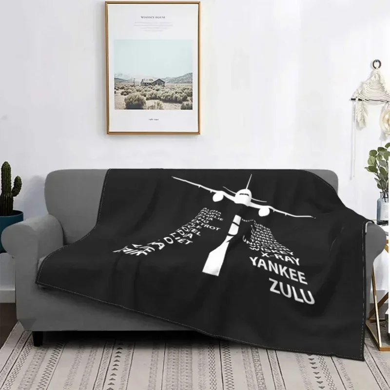 Phonetic Alphabet Pilot Airplane Aviation Gift Blankets Warm Flannel Aviator Air Fighter Throw Blanket for Bed Couch Bedsprea@0￥