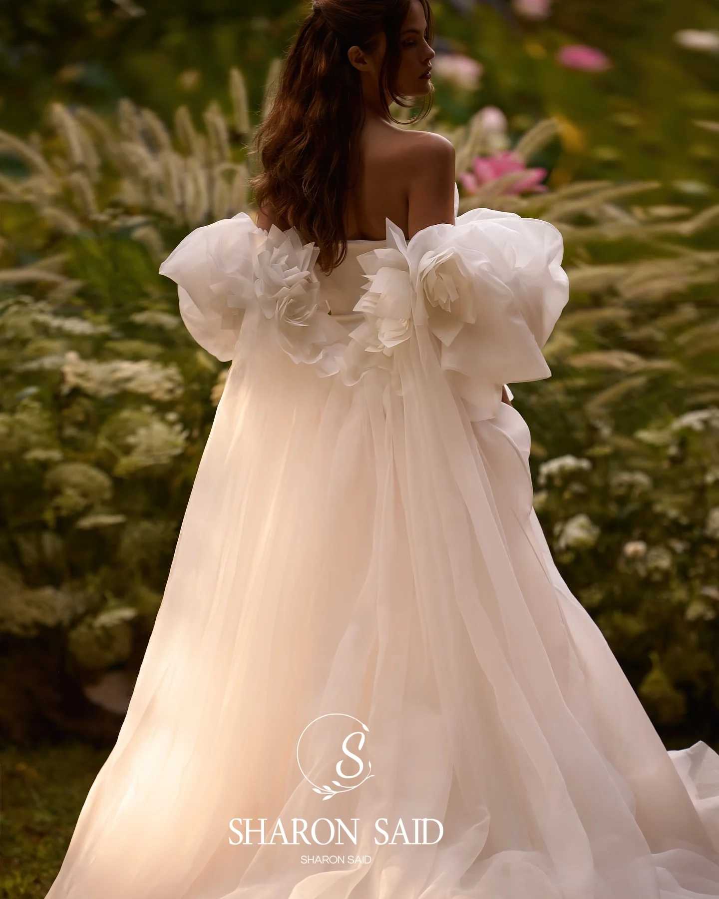 Sharon Said Couture Princess Ball Gown Wedding Dress 3D Flowers Ruffle Rosettes Cathedral Train Bridal Gowns SW120 Customized